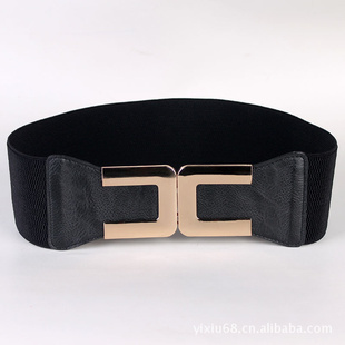 女士時尚U型對扣腰帶松緊腰帶彈力松緊腰封寬裝飾束腰腰帶批發(fā)